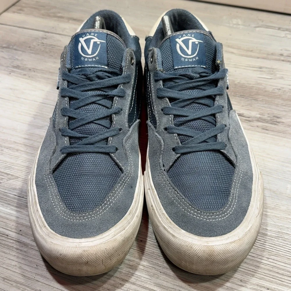 Vans Rowan Zorilla Blue White Suede Canvas Low Top Skate Shoes Mens Size 10.5